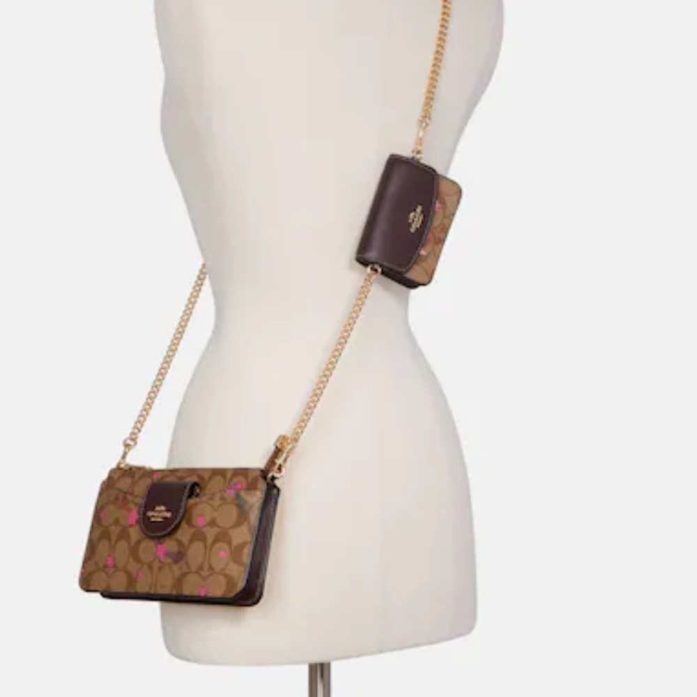 COACH Poppy Crossbody With Card Case In Signature Canvas With Disco Star Print - Picture 6 of 16